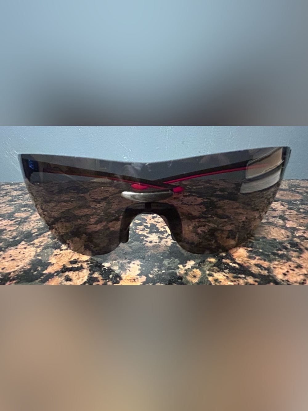 TAG HEUER Sport Shield Sunglasses with Black Smoke Lens and Red Accents